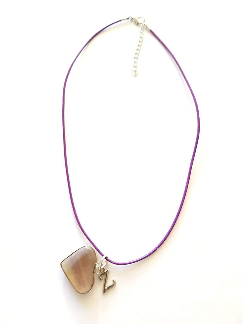 Initial - Z - Necklace with Natural Amethyst Pendant | Stunning Personalised Necklace | Crystal Pendant with Inital -18"- Waxed Cord Necklace | Gift for Her - Image 3