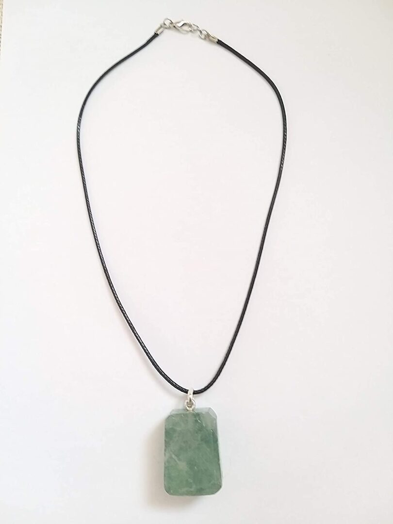 Green Fluoriet Pendant Necklace | Stunning 925-Silver Pendant | Adjustable Waxed Cord -18'' | Natural Healing Stone Pendant | Gift for Her - Image 3