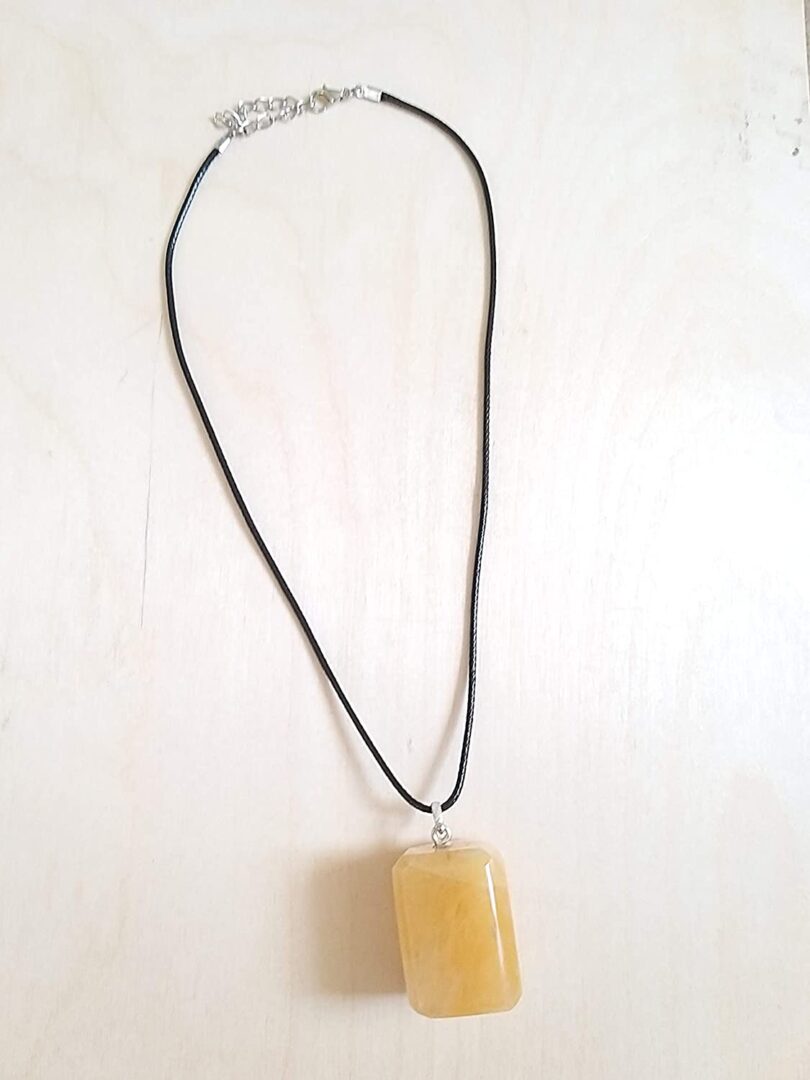 Yellow Aventurine Pendant Necklace | Stunning 925-Silver Pendant | Adjustable Waxed Cord -18'' | Natural Healing Stone Pendant | Gift for Her - Image 2