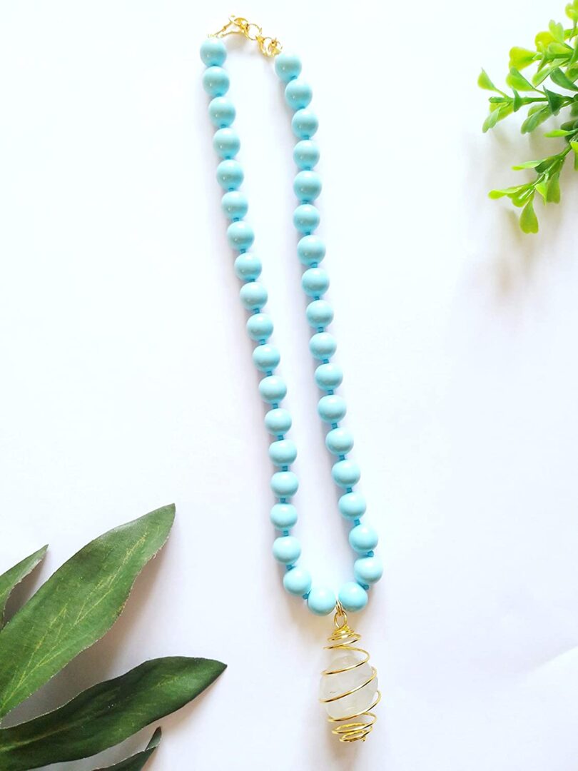 Turquoise Crystal Pendant Necklace | Natural Turquoise Necklace | Crystal Necklace Jewelery | Healing stone | Gift Turquoise Crystal Necklace - Image 3