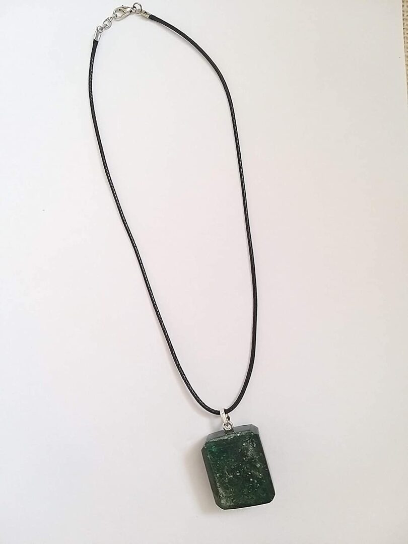 Green Aventurine Pendant Necklace | Stunning 925-Silver Pendant | Adjustable Waxed Cord -18'' | Natural Healing Stone Pendant | Gift for Her - Image 3