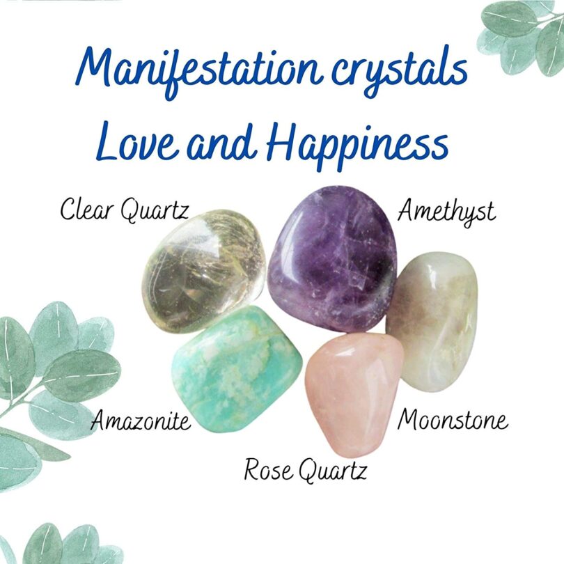 Manifestation Set | Love and Happiness Crystals Set | Get Love and Happiness | 5 Lovely Crystals in Gift Packing | Crystal Properties Info Card - Image 2