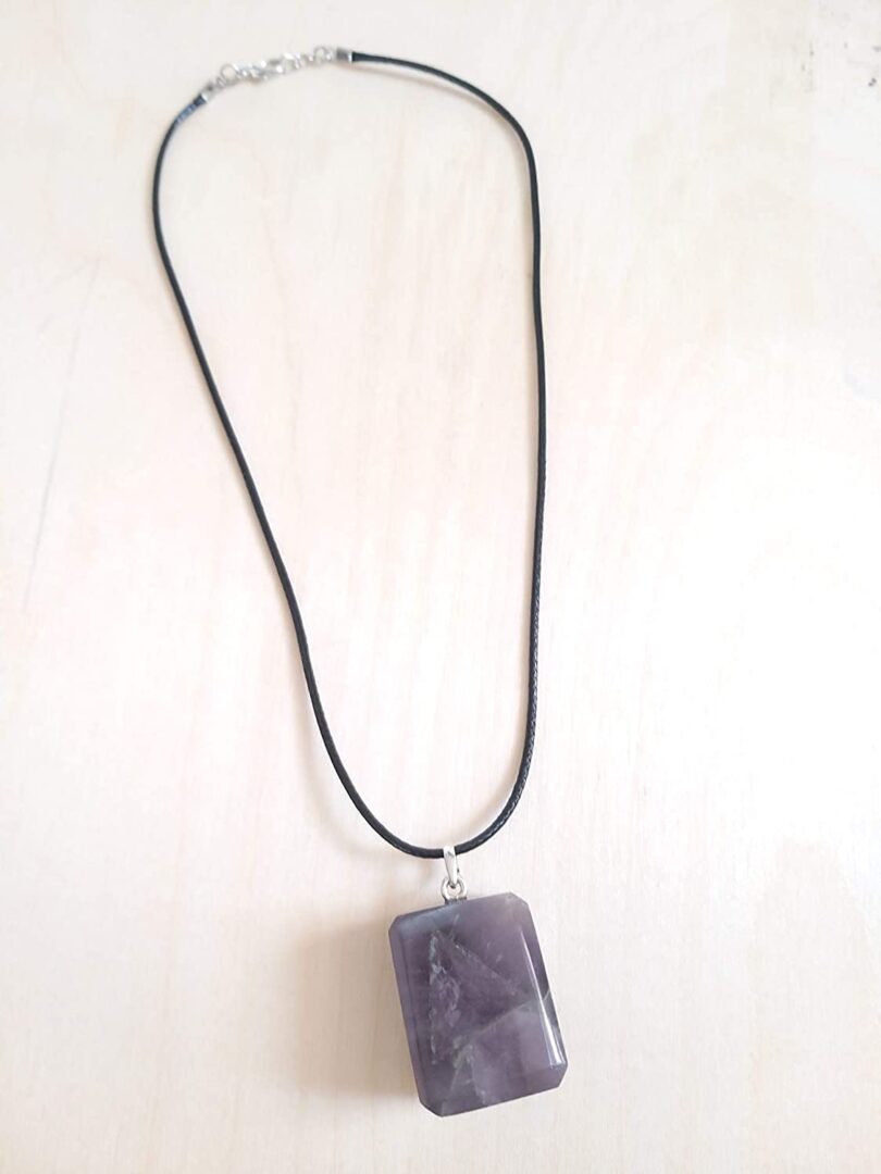 Amethyst Pendant Necklace | Stunning 925-Silver Pendant | Adjustable Waxed Cord -18'' | Natural Healing Stone Pendant | Gift for Her - Image 2