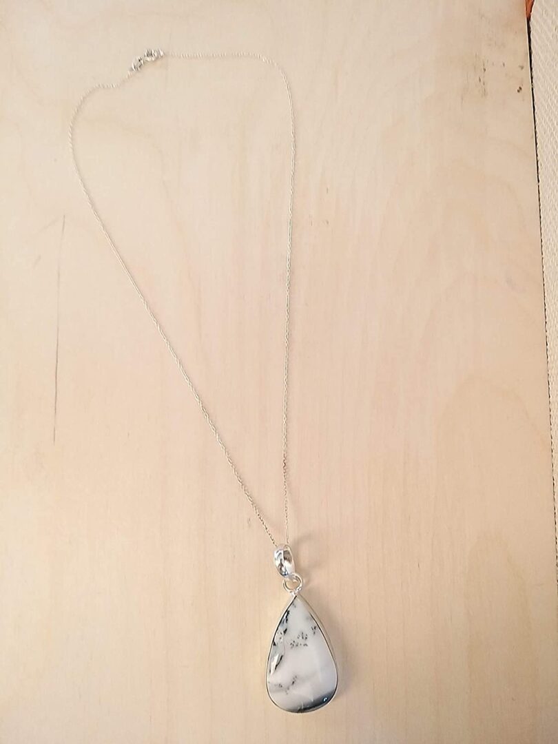 Dendritic Opal Stone Pendant Necklace | Natural Gemstone Pendant -18"- Chain Necklace | Geniune Dendritic Opal Stone GS Pendant | Gift Packing - Image 3