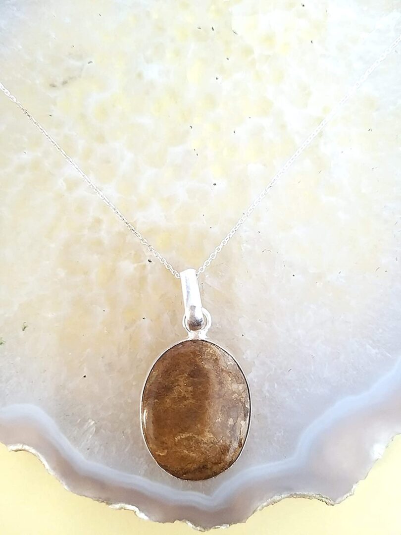 Rutile Quartz Stone Pendant Necklace | Natural Gemstone Pendant -18"- Chain Necklace | Geniune Rutile Quartz Stone GS Pendant | Gift Packing