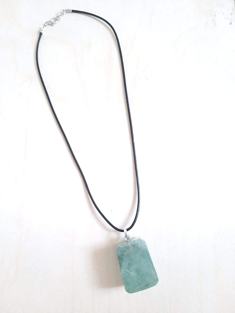 Green Fluoriet Pendant Necklace | Stunning 925-Silver Pendant | Adjustable Waxed Cord -18'' | Natural Healing Stone Pendant | Gift for Her - Image 2