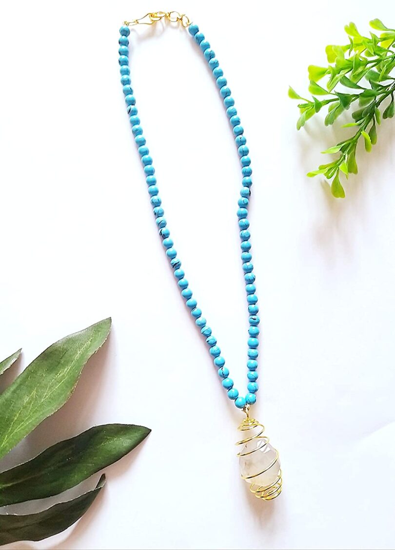 Turquoise Crystal Pendant Necklace | Natural Turquoise Necklace | Crystal Necklace Jewelery | Healing stone | Gift Turquoise Crystal Necklace - Image 3