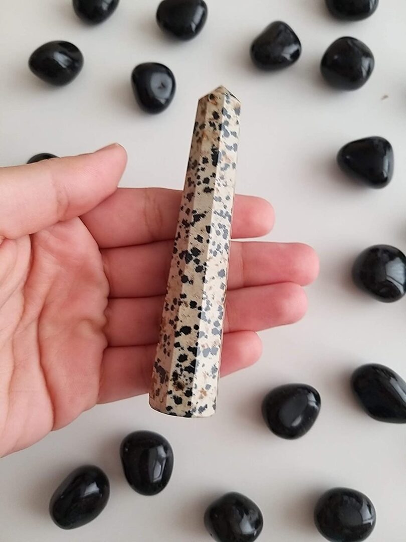 Dalmation Crystal Point | 100mm Large Dalmation Tower | Crystal Energy Healing Wand | Meditation|Gift Dalmation Energy Point