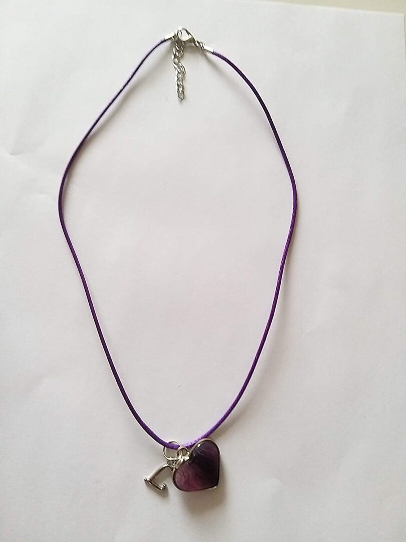 Initial - L - Necklace with Natural Amethyst Pendant | Stunning Personalised Necklace | Crystal Pendant with Inital -18"- Waxed Cord Necklace | Gift for Her - Image 3