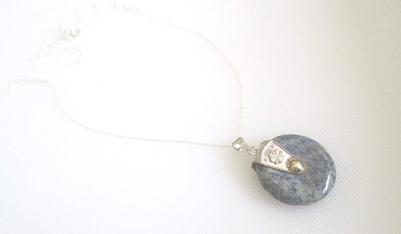 Lapis lazuli Sterling Silver Donut Pendant Necklace | Stunning Lapis Lazuli 92.5 Silver Pendant| 18"Genuine 925 Sterling Silver Chain | Gifts for Her - Image 7