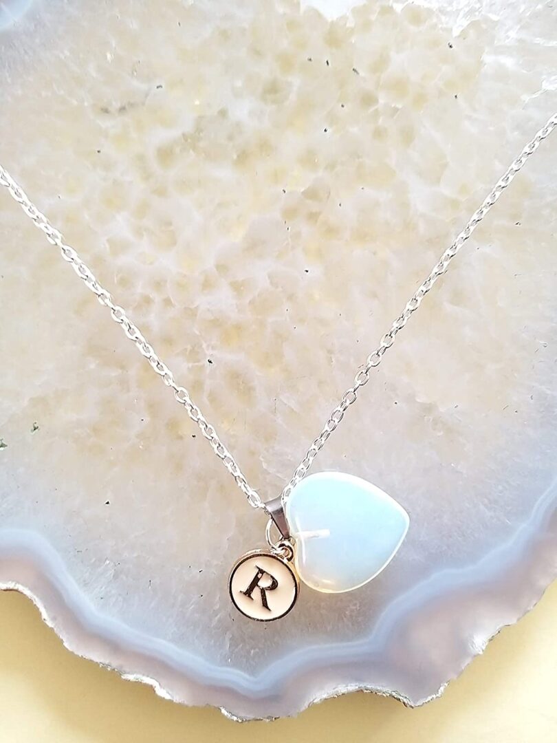 Initial - R - Necklace with Crystal Pendant | Stunning Personalised Necklace | Crystal Pendant with Inital -18"- Chain Necklace | Gift Personalised Necklace | Gift for Her