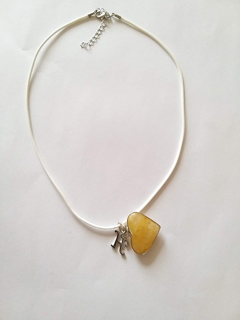 Initial - H - Necklace with Natural Citrine Pendant | Stunning Personalised Necklace | Crystal Pendant with Inital -18"- Waxed Cord Necklace | Gift for Her - Image 3