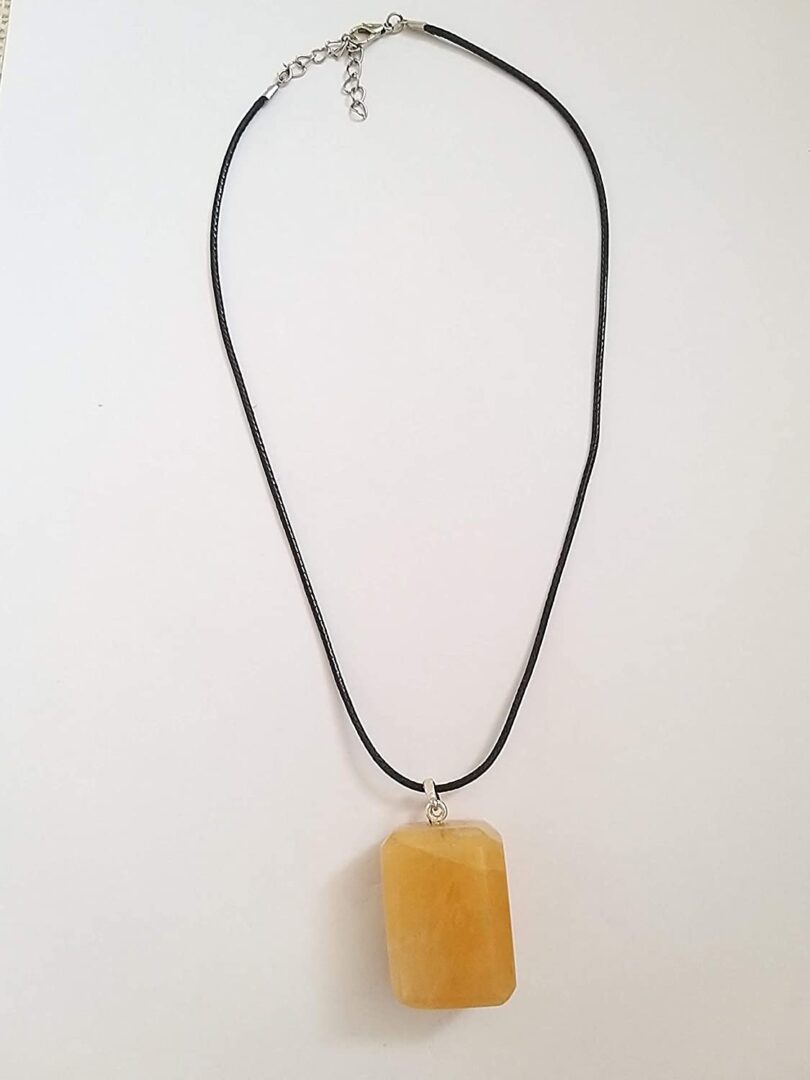 Yellow Aventurine Pendant Necklace | Stunning 925-Silver Pendant | Adjustable Waxed Cord -18'' | Natural Healing Stone Pendant | Gift for Her - Image 3