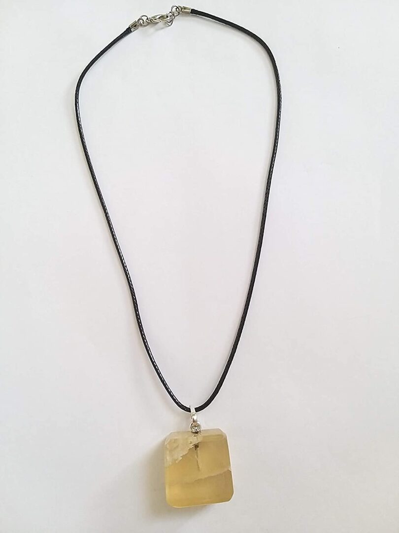 Honey Calcite Pendant Necklace | Stunning 925-Silver Pendant | Adjustable Waxed Cord -18'' | Natural Healing Crystal Pendant | Gift for Her - Image 2