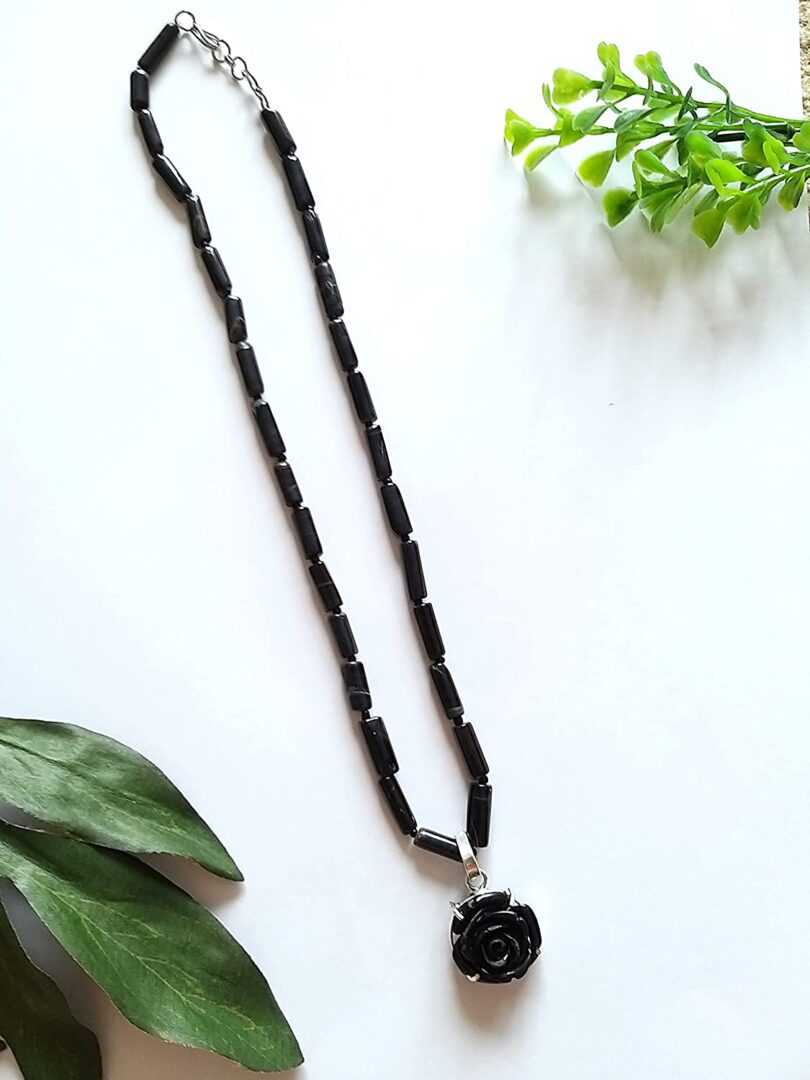 Black Onyx Pendant Necklace | Stone Crystal Bead Necklace | Natural Stone Necklace | Negative Energy Protection Necklace | Gift for Her - Image 3