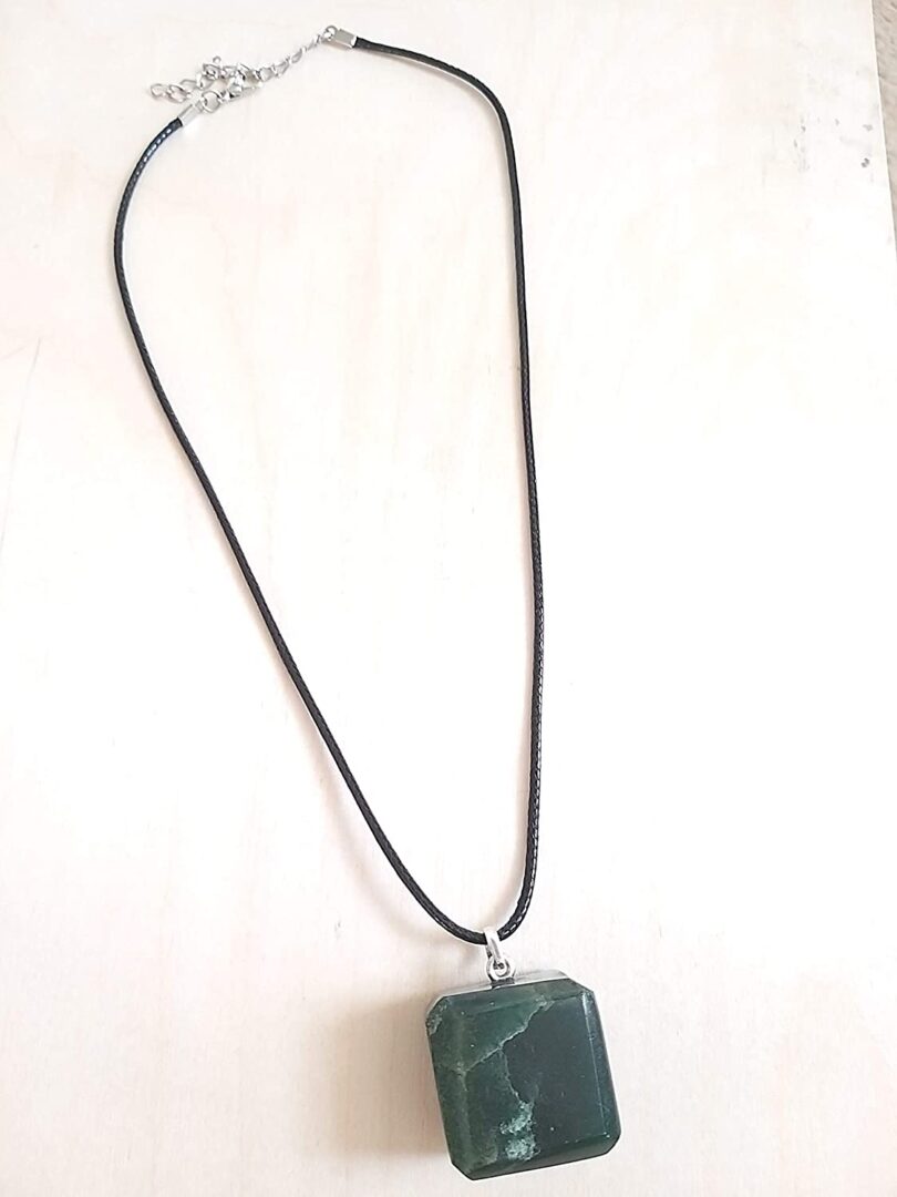 Green Aventurine Pendant Necklace | Stunning 925-Silver Pendant | Adjustable Waxed Cord -18'' | Natural Healing Stone Pendant | Gift for Her - Image 3