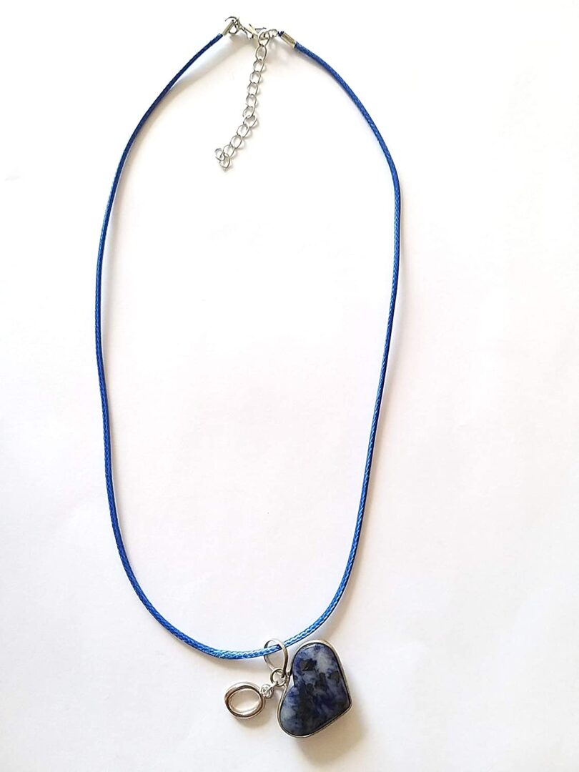 Initial - O - Necklace with Natural Sodalite Pendant | Stunning Personalised Necklace | Crystal Pendant with Inital -18"- Waxed Cord Necklace | Gift for Her - Image 3