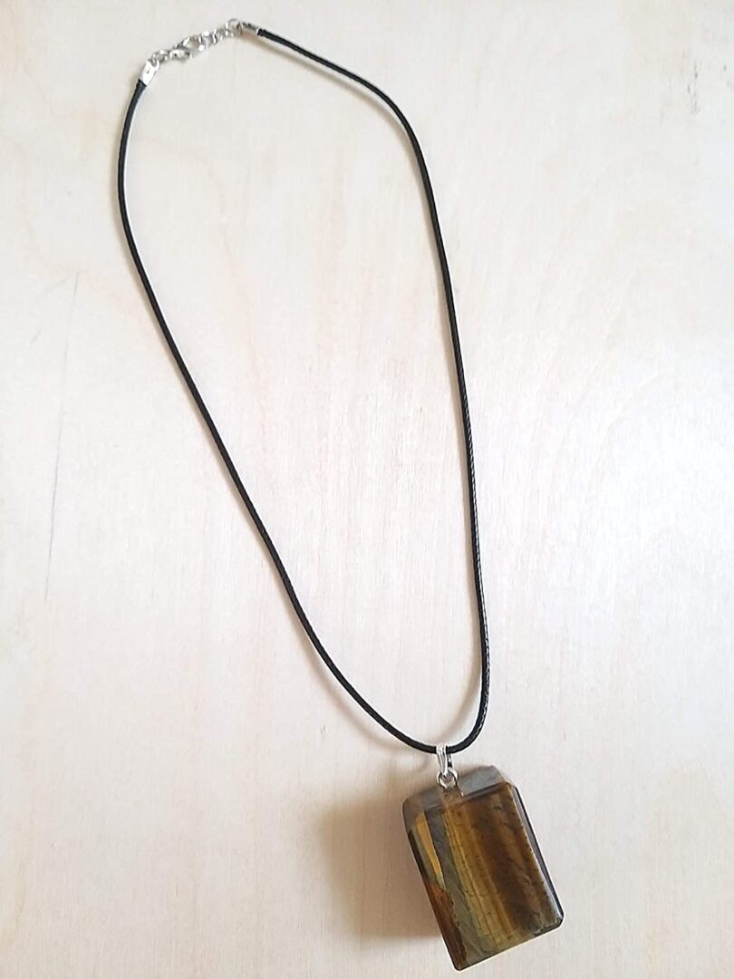 Tigers Eye Pendant Necklace | Stunning 925-Silver Pendant | Adjustable Waxed Cord -18'' | Natural Healing Stone Pendant | Gift for Her - Image 3