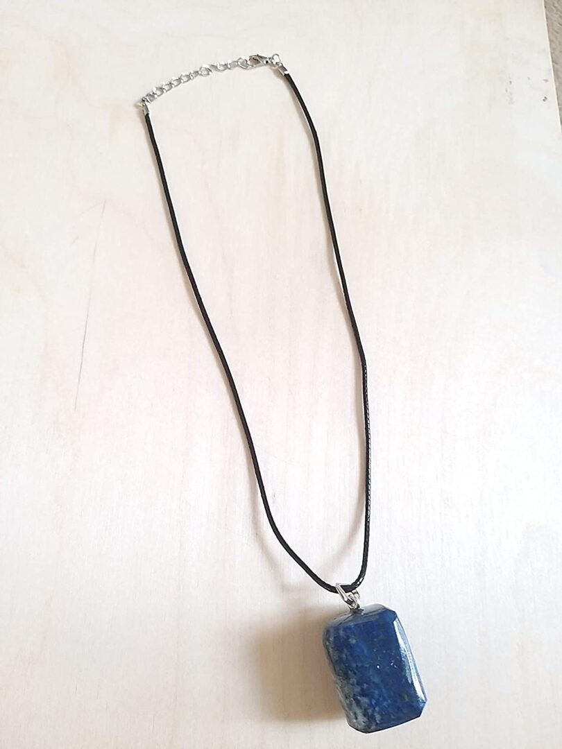 Lapis Lazuli Pendant Necklace | Stunning 925-Silver Pendant | Adjustable Waxed Cord -18'' | Natural Healing Stone Pendant | Gift for Her - Image 2