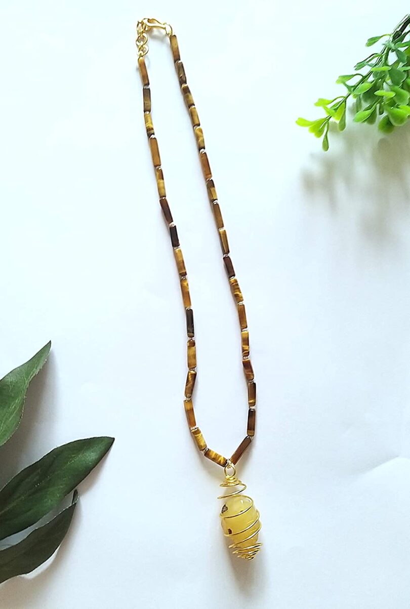 Tigers Eye Pendant Necklace | Tigers Eye Crystal Gemstone Necklace | Healing Stone | Meditation | Gift Tigers Eye Crystal Energy Necklace - Image 2