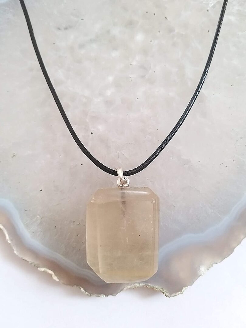 Clear Quartz Pendant Necklace | Stunning 925-Silver Pendant | Adjustable Waxed Cord -18'' | Natural Healing Stone Pendant | Gift for Her