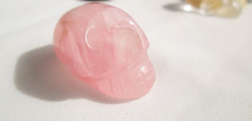 Rose Quartz Crystal Skull | 30mm Crystal Skull | Crystal Skull Halloween Decoration | Rose Quartz Skull Gift | Gift Skull Carving - Image 2