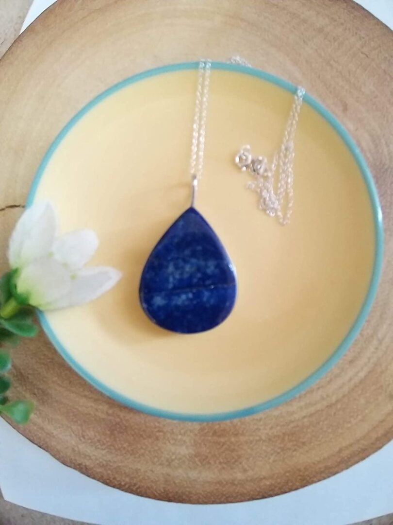 Lapis Lazuli 925-Silver Pendant Necklace | Sterling Silver Chain-16'' | Lapis Lazuli 925-Silver Pendant | Geniune 925-Sterling Silver chain | Gift for Her - Image 2