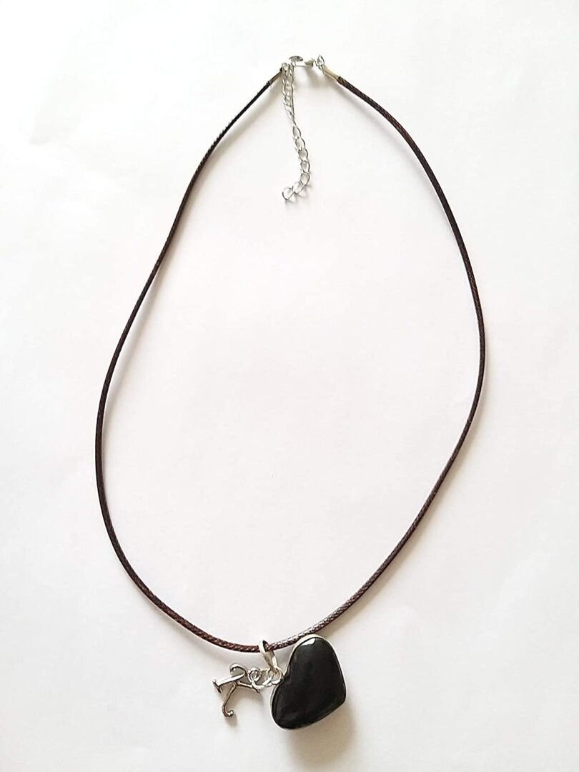 Initial - K - Necklace with Natural Black Onyx Pendant | Stunning Personalised Necklace | Crystal Pendant with Inital -18"- Waxed Cord Necklace | Gift for Her - Image 3