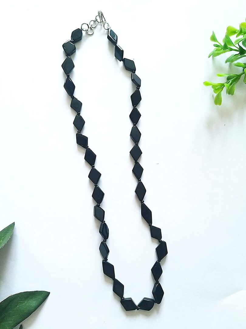 Black Onyx Gemstone Necklace | Stone Crystal Bead Necklace | Natural Black Onyx Necklace | Negative Energy Protection Necklace | Gift for Her - Image 3