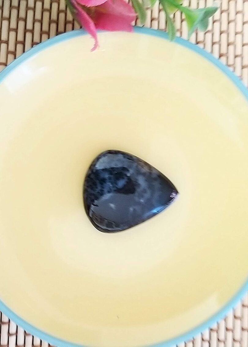 Black obsidian Crystal Cabochon | 25mm Blaxk Obsidian Pocket Palmstone | Natural Crystal Energy Cabochon | Healing Worry Stone | Meditation | Gift Energy Palmstone - Image 2