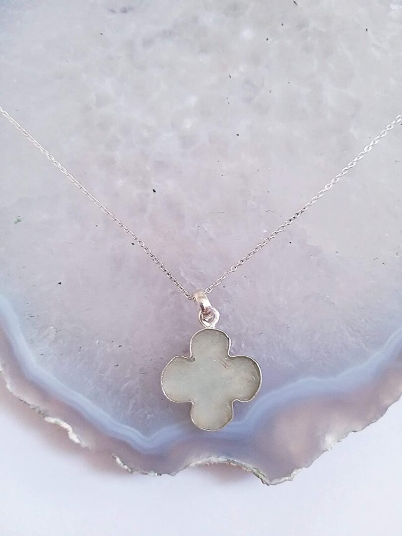 White Quartz 925-Silver Pendant Necklace | 925- Silver Chain-16'' | White Quartz 925-Silver Flower Pendant | Geniune 925 Sterling Silver chain | Gift for Her