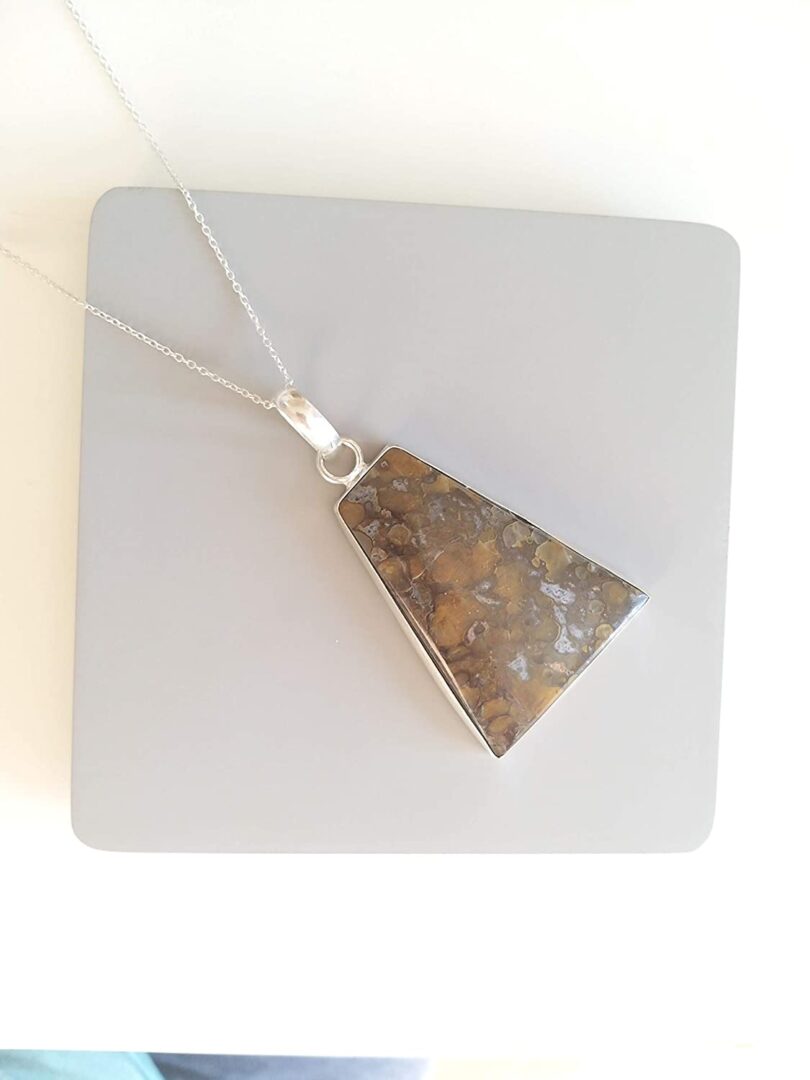 Bronzite Stone Pendant Necklace | Natural Gemstone Pendant -18"- Chain Necklace | Geniune Bronzite Crystal GS Pendant | Gift Packing - Image 5