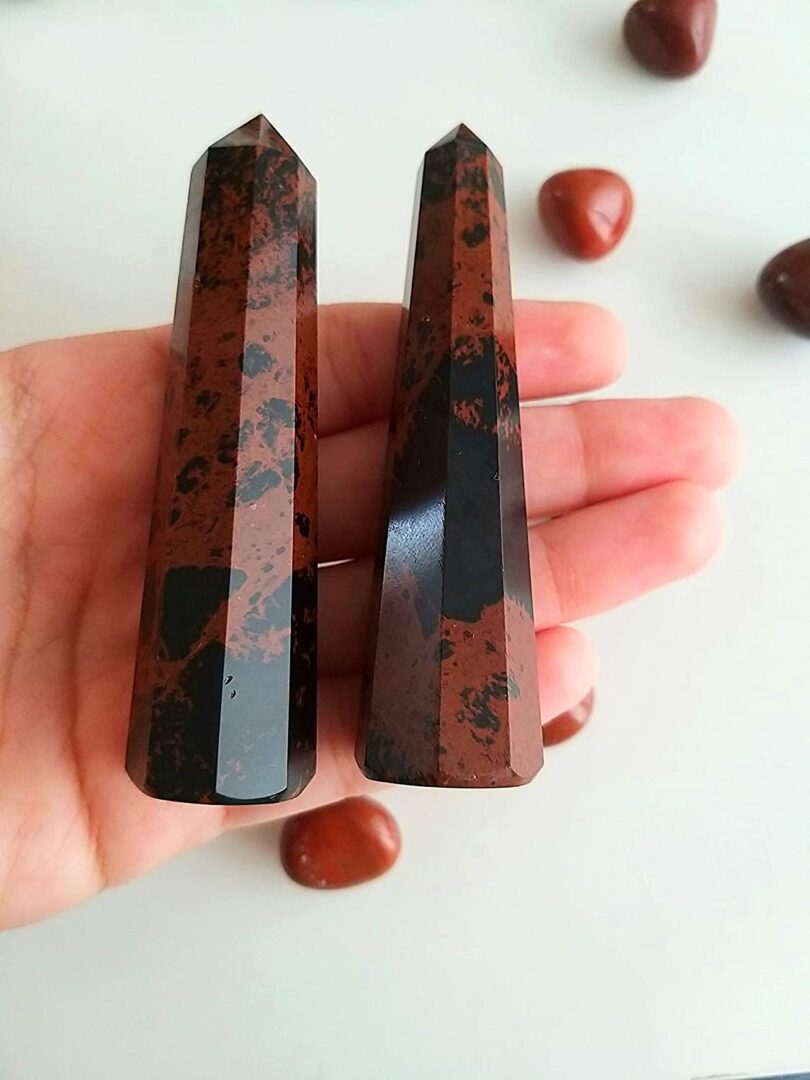 Mahogany Obsidian Crystal Point | 90mm Large Mahogany Obsidian Tower | Crystal Energy Healing Wand | Meditation|Gift Obsidian Energy Point - Image 2