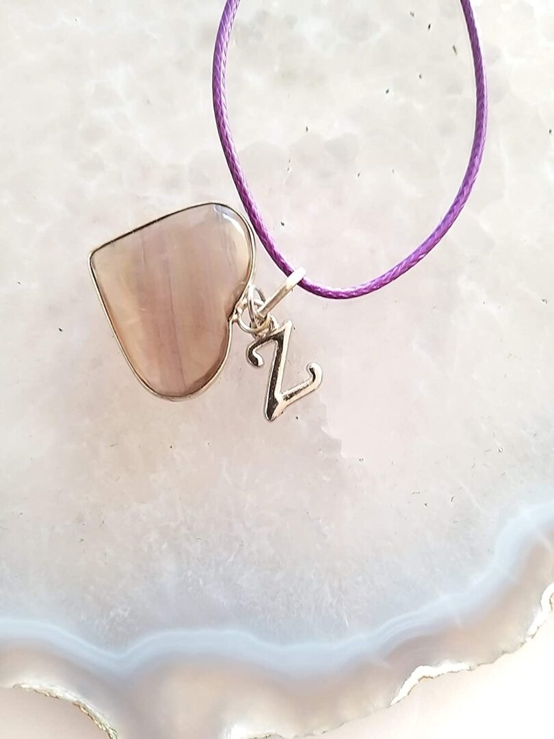 Initial - Z - Necklace with Natural Amethyst Pendant | Stunning Personalised Necklace | Crystal Pendant with Inital -18"- Waxed Cord Necklace | Gift for Her