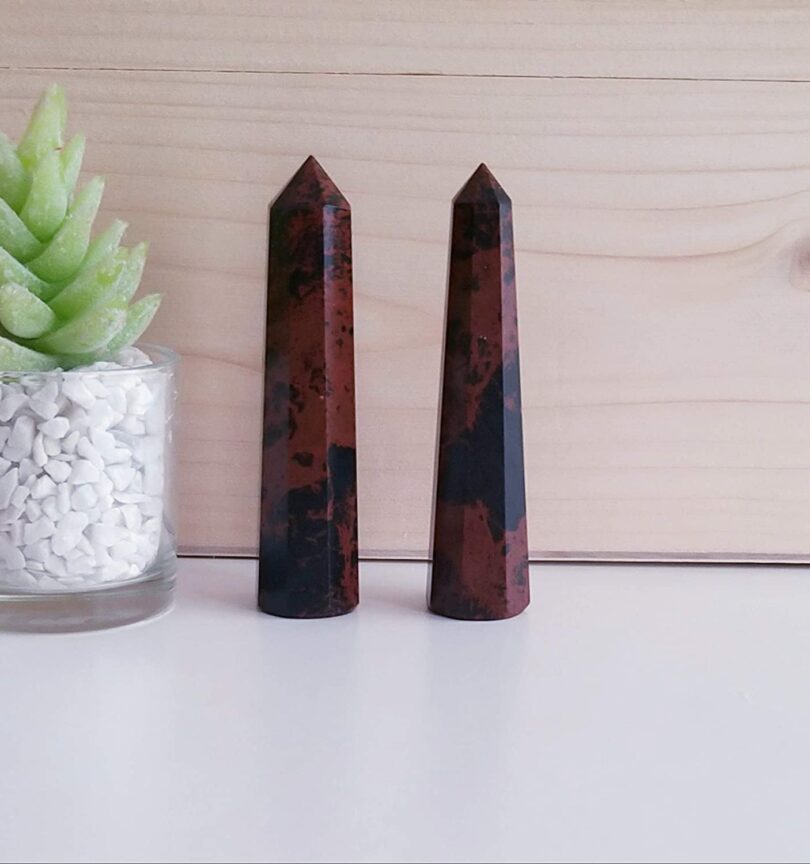 Mahogany Obsidian Crystal Point | 90mm Large Mahogany Obsidian Tower | Crystal Energy Healing Wand | Meditation|Gift Obsidian Energy Point - Image 3