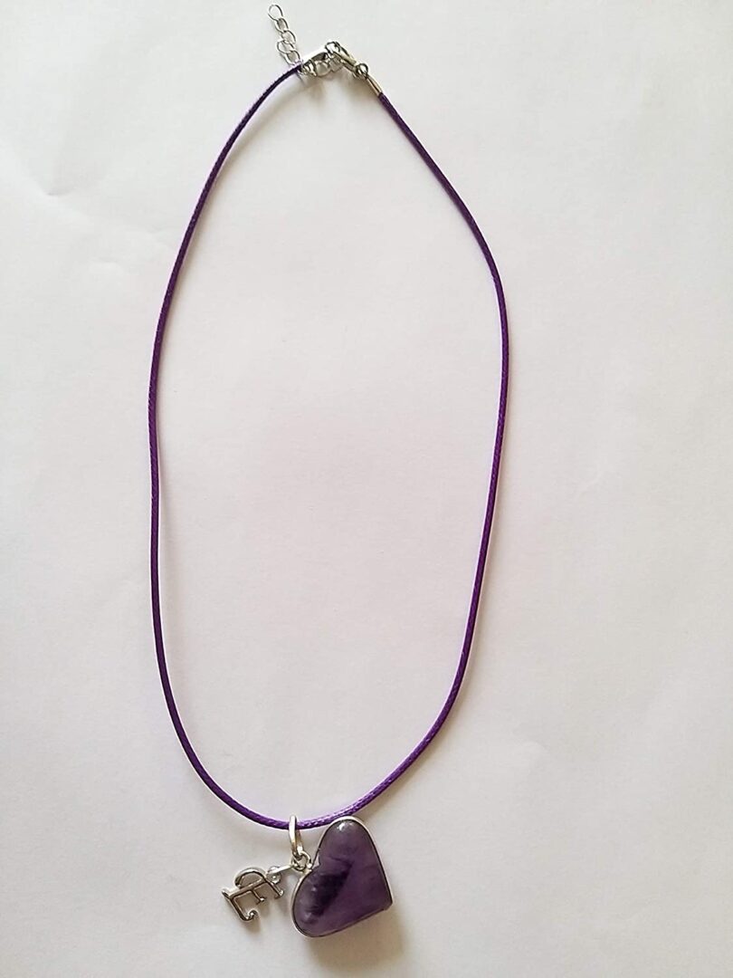 Initial - E - Necklace with Natural Amethyst Pendant | Stunning Personalised Necklace | Crystal Pendant with Inital -18"- Waxed Cord Necklace | Gift for Her - Image 3