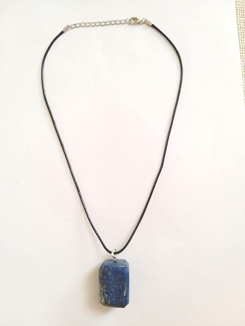 Lapis Lazuli Pendant Necklace | Stunning 925-Silver Pendant | Adjustable Waxed Cord -18'' | Natural Healing Stone Pendant | Gift for Her - Image 3