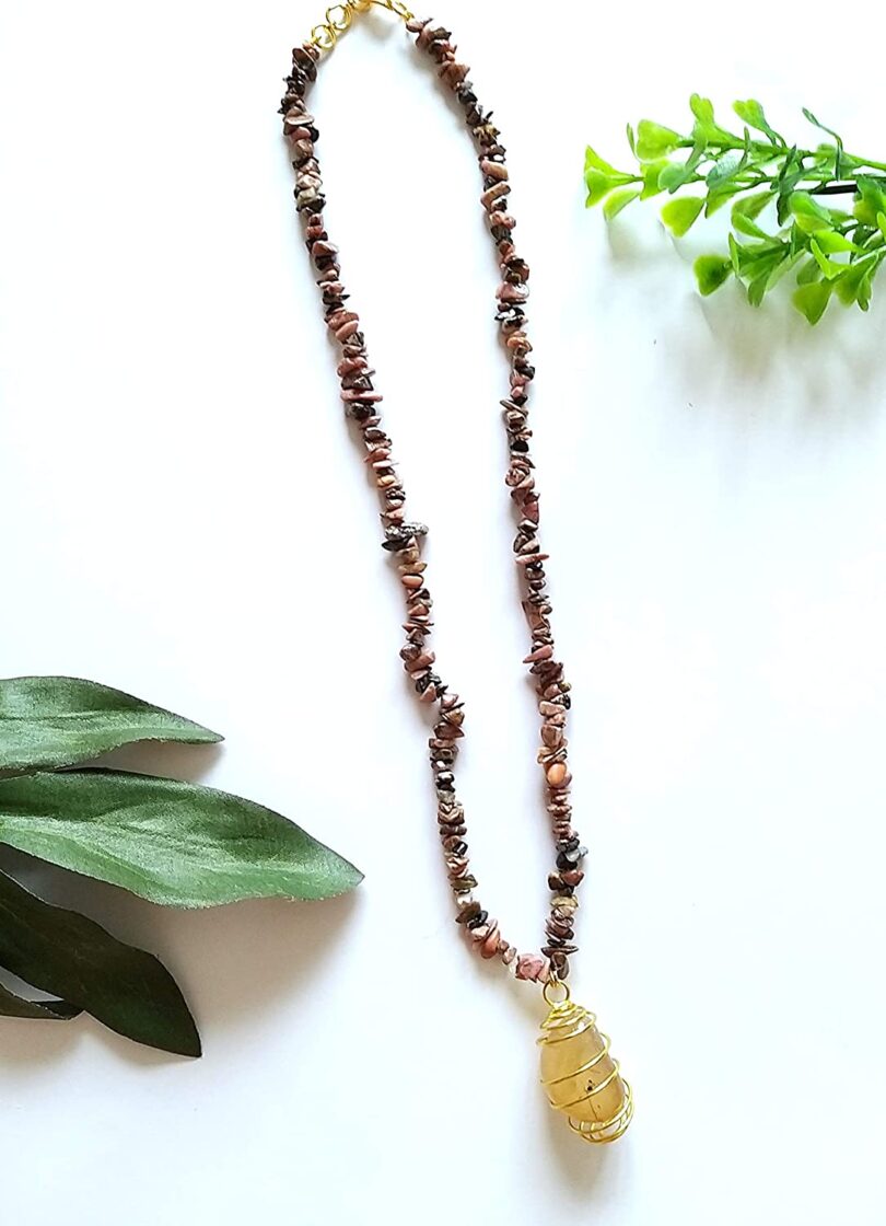 Ocean Jasper Citrine Pendant Necklace | Natural Ocean Jasper & Citrine Pendant Necklace | Natural Ocean Jasper Necklace | Negative Energy Protection Necklace | Gift for Her - Image 2