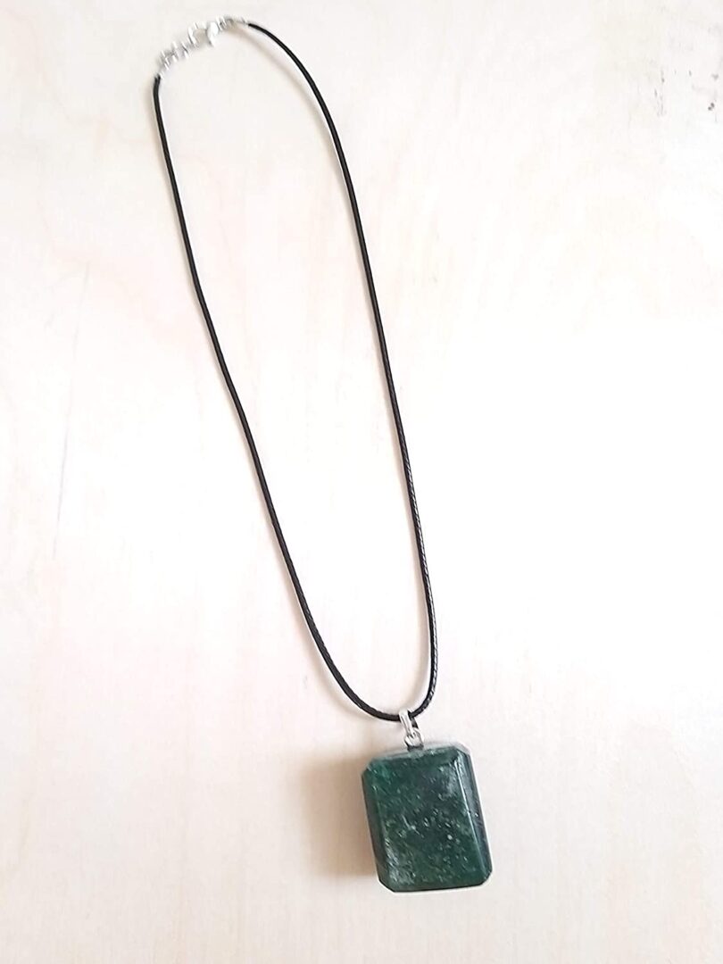 Green Aventurine Pendant Necklace | Stunning 925-Silver Pendant | Adjustable Waxed Cord -18'' | Natural Healing Stone Pendant | Gift for Her - Image 2