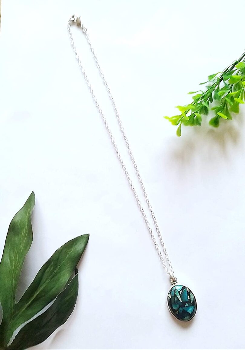 Chrysocola Crystal Pendant Necklace | Natural Chrysocola | Crystal Necklace Jewelery | Healing stone | Gift Crystal Necklace | Gift for Her