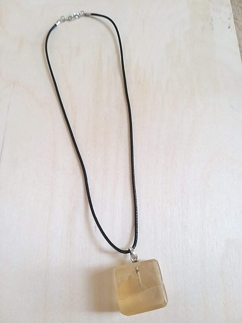 Honey Calcite Pendant Necklace | Stunning 925-Silver Pendant | Adjustable Waxed Cord -18'' | Natural Healing Crystal Pendant | Gift for Her - Image 3