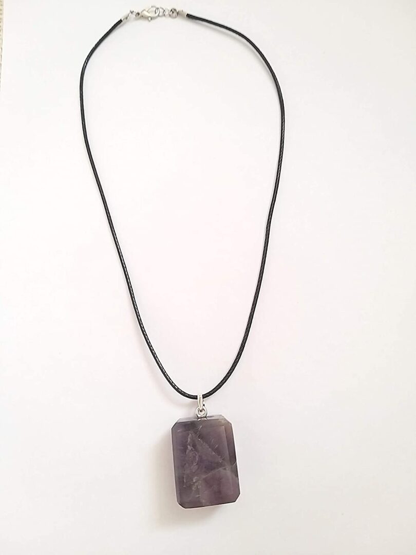 Amethyst Pendant Necklace | Stunning 925-Silver Pendant | Adjustable Waxed Cord -18'' | Natural Healing Stone Pendant | Gift for Her - Image 3