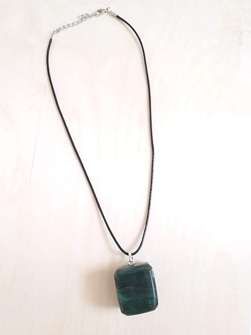 Green Aventurine Pendant Necklace | Stunning 925-Silver Pendant | Adjustable Waxed Cord -18'' | Natural Healing Stone Pendant | Gift for Her - Image 2