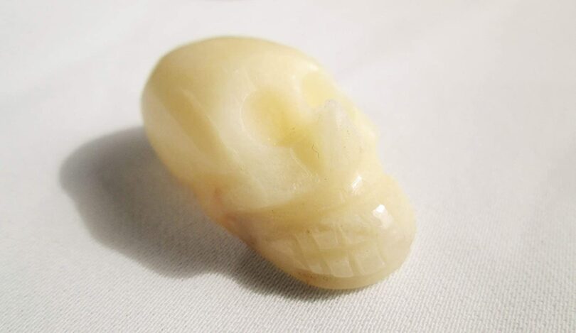 Yellow Jade Crystal Skull | 30mm Crystal Skull | Crystal Skull Halloween Decoration | Yellow Jade Skull Gift | Gift Skull Carving