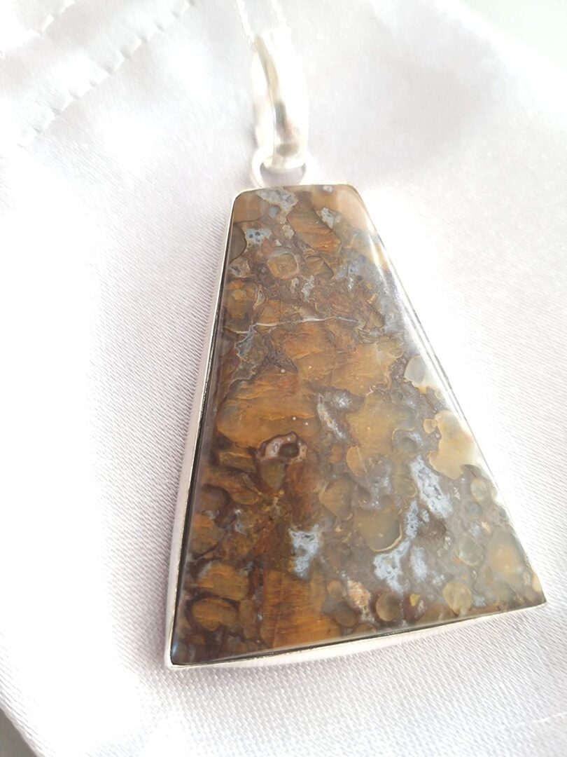 Bronzite Stone Pendant Necklace | Natural Gemstone Pendant -18"- Chain Necklace | Geniune Bronzite Crystal GS Pendant | Gift Packing - Image 4