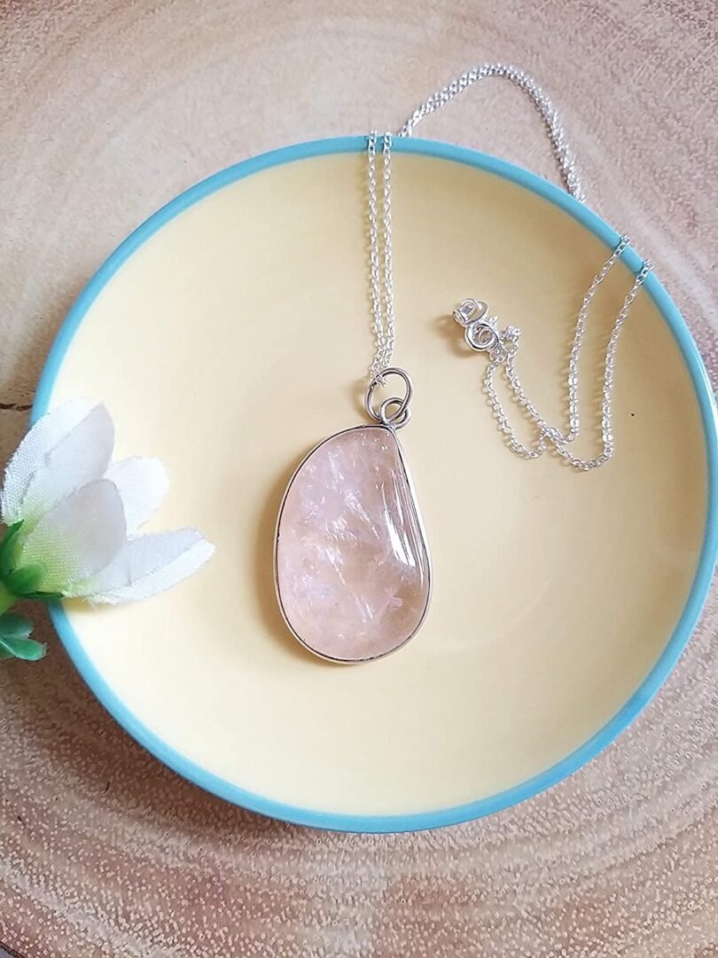 Rose Quartz 925-Silver Pendant Necklace | 925- Silver Chain-16'' | Rose Quartz 925-Silver Pendant | Geniune 925 Sterling Silver chain | Gift for Her - Image 2