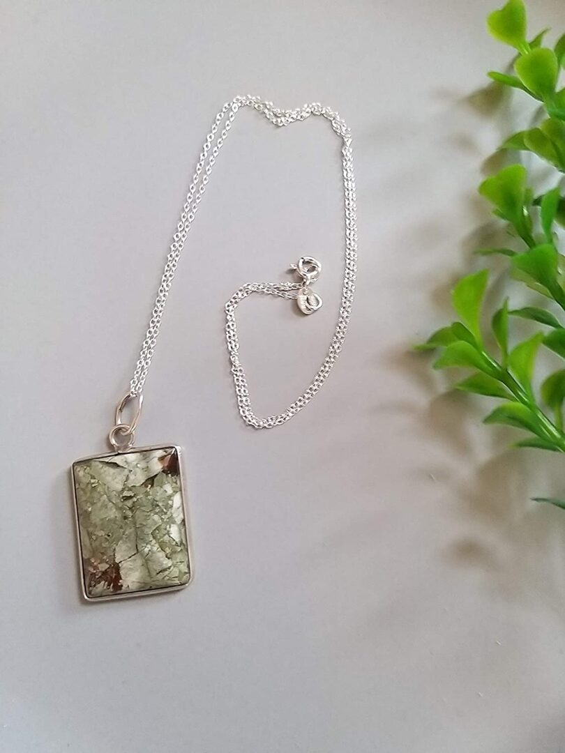 Ocean Jasper 925-Silver Pendant Necklace | 925- Silver Chain-16'' | Ocean Jasper 925-Silver Pendant | Geniune 925 Sterling Silver chain | Gift for Her - Image 3