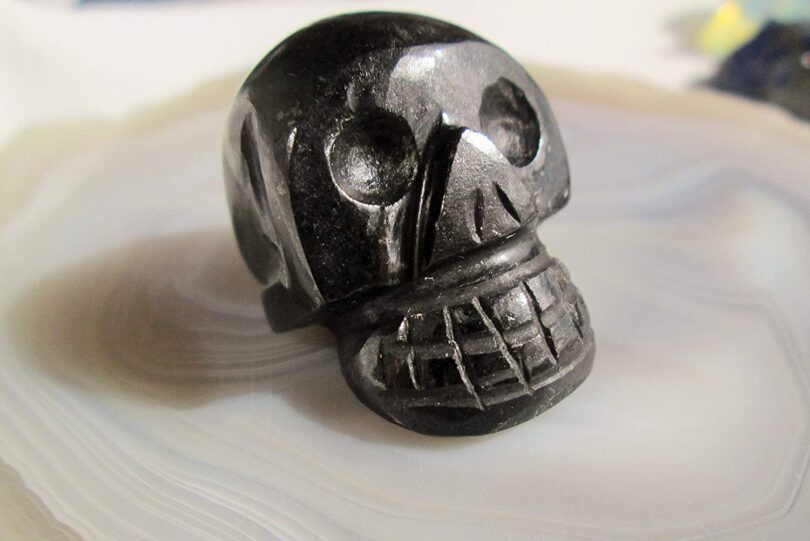 Black Onyx Crystal Skull | 30mm Crystal Skull | Crystal Skull Halloween Decoration | Black Onyx Skull Gift | Gift Skull Carving