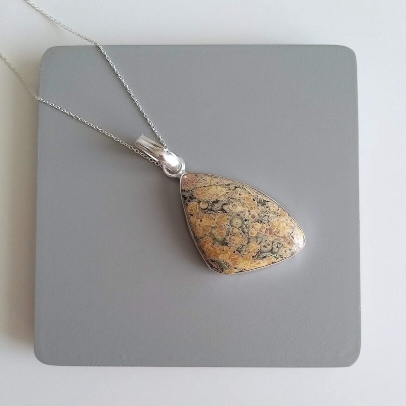 Ocean jasper Stone Pendant Necklace | Natural Gemstone Pendant -18"- Chain Necklace | Geniune Ocean Jasper Stone GS Pendant | Gift Packing - Image 4