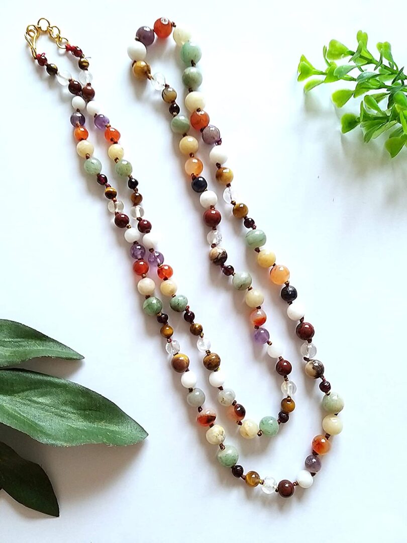 9 Planet Crystal Necklace | Multi Gemstones 9 Planets Necklace | 90 cm. Long Multi Gemstones Necklace | Healing stone | Gift Crystal Energy Necklace